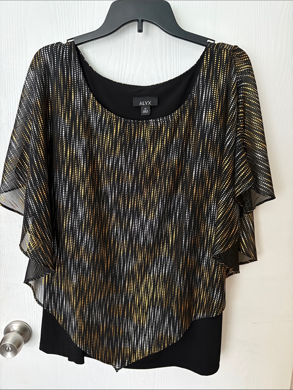 ALYX Black Top with Gold and Silver Dotted Overlay